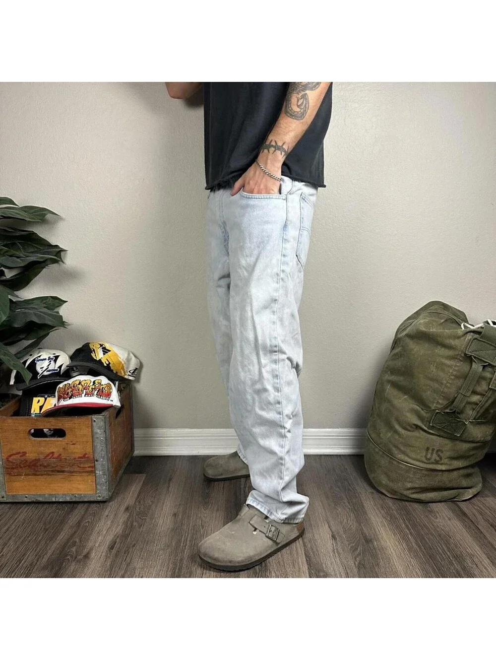 Vintage Levi’s silver tab loose fit light washed baggy denim jeans Mens 36x30